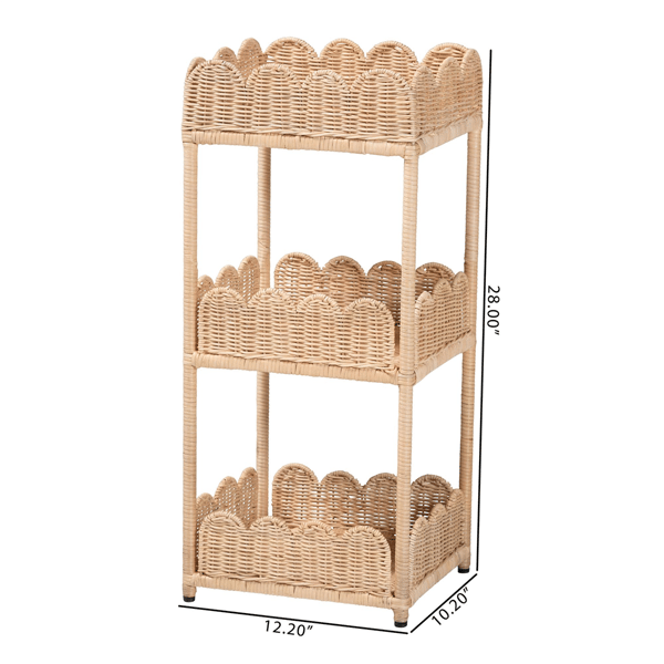bali & pari Brooks Natural Rattan 3-Tier Storage Shelf