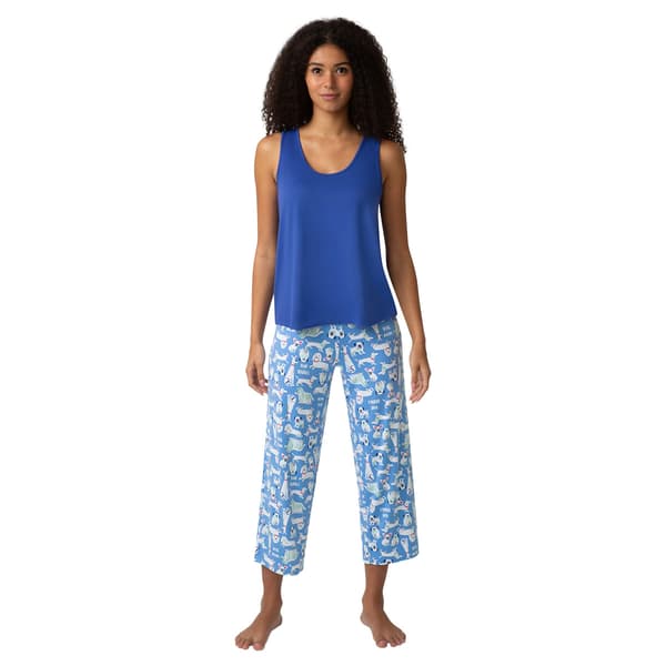 Womens HUE® Solid Top It''S A Dogs World Printed Capri 3 Piece Set