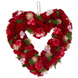 Northlight 10in. Red Wooden Rose Heart Valentine''s Day Wreath