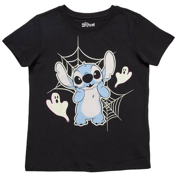 Girls (7-16) Disney Stitch Glow in the Dark Halloween Tee - image 