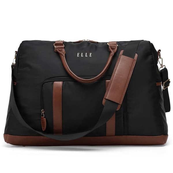 ELLE Luxe Journey Twill and Vegan Leather Weekender Duffel Bag