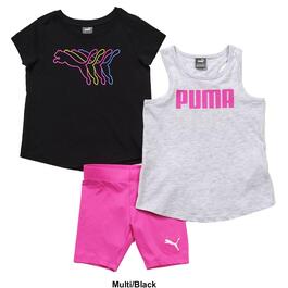 Girls &#40;4-6x&#41; Puma&#174; 3pc. Cat Tee Tank & Bike Shorts Set