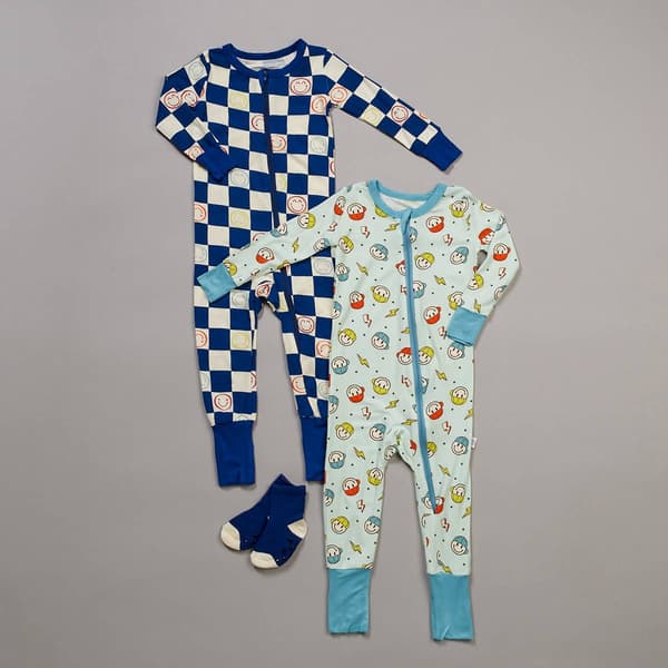 Baby Girl (12-24M) Sleep On It(R) 2pk. Smiley & Checked Pajama Set - image 