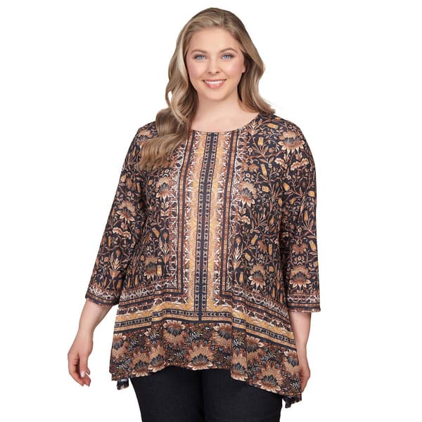 Plus Size Ruby Rd. Must Haves II Blocked Bandana Paisley Tunic - image 
