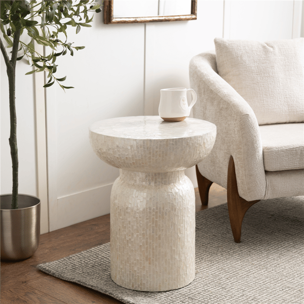 9th & Pike® Modern Cream Capiz Shell Accent Table