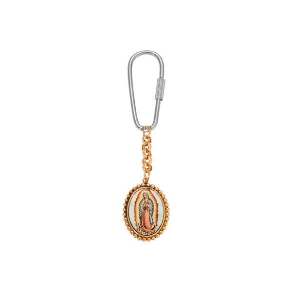 Symbols of Faith Gold-Tone Oval Spiritual Decal Key Chain - image 