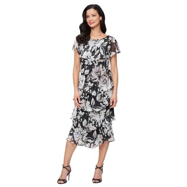 Womens SLNY Sleeveless Floral Tier Midi Dress - image 