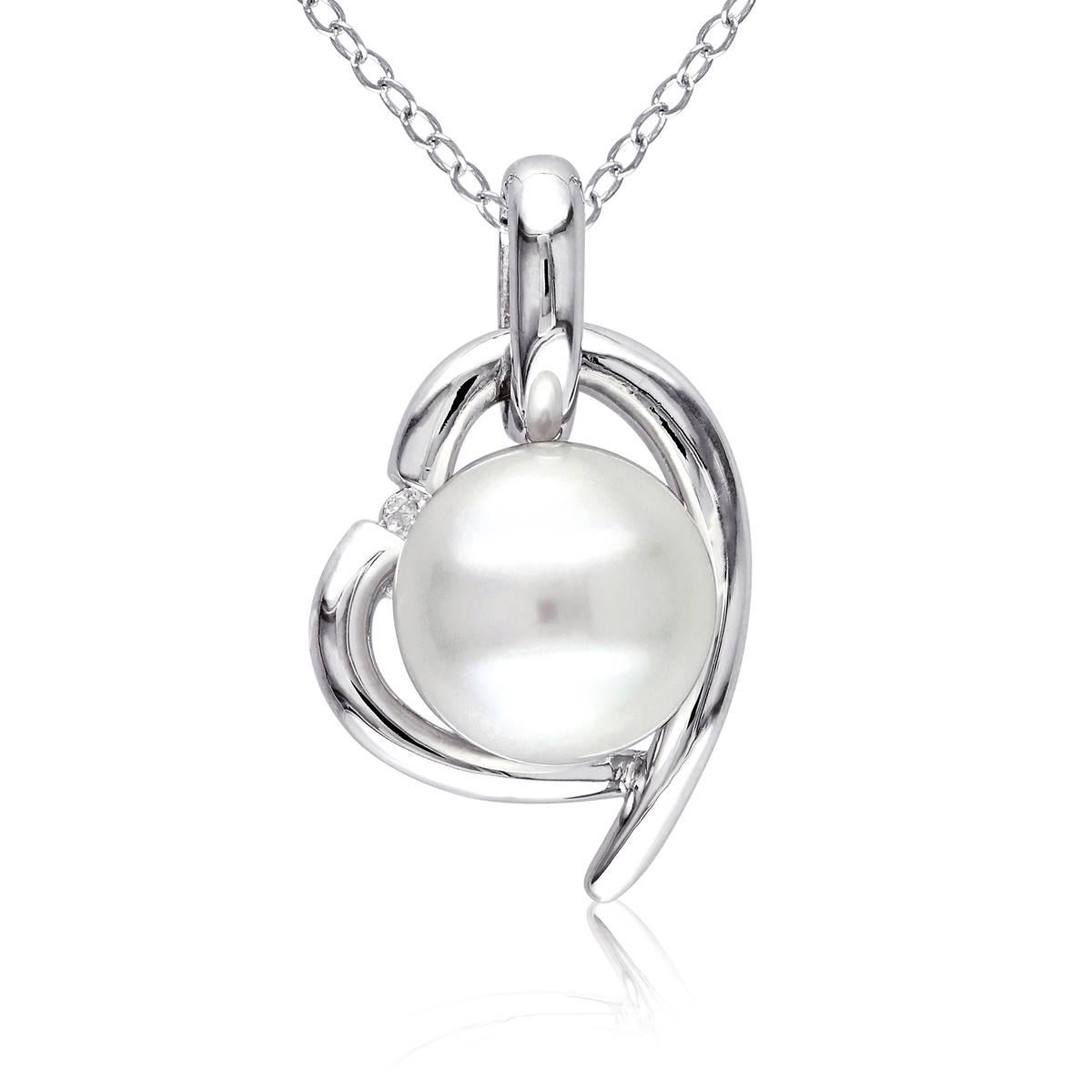 Gemstone Classics™ Pearl & Diamond Heart Pendant