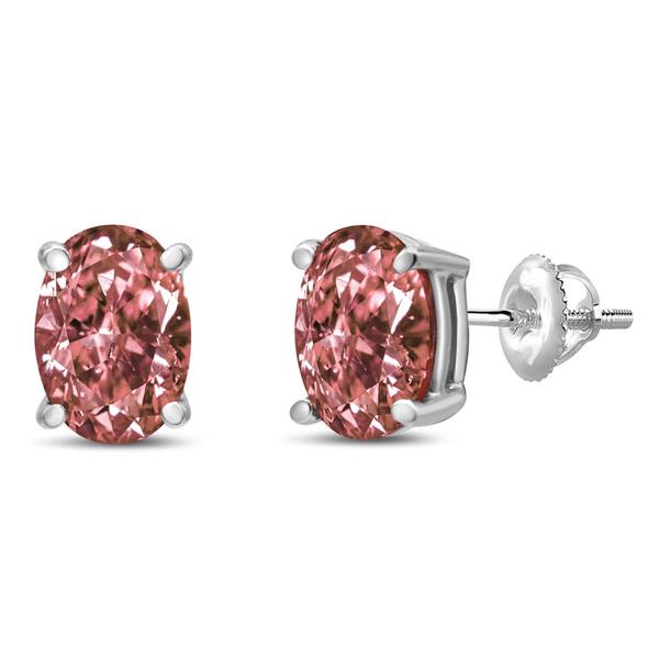 Haus of Brilliance 1/2ctw. Lab Grown Pink Diamond Oval Earrings - image 