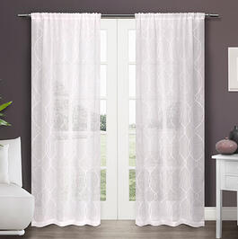 Geneva Embroidered Faux Linen Pole Top Curtain Panel