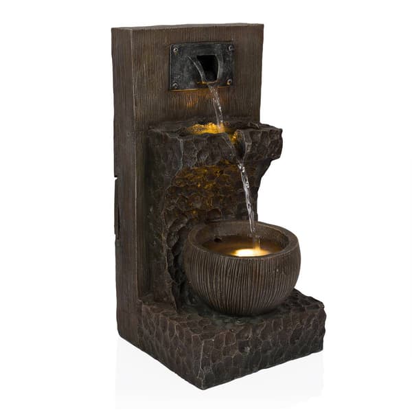 Alpine 3-Tier Cascading Fountain w/ Warm White LED Lights - image 