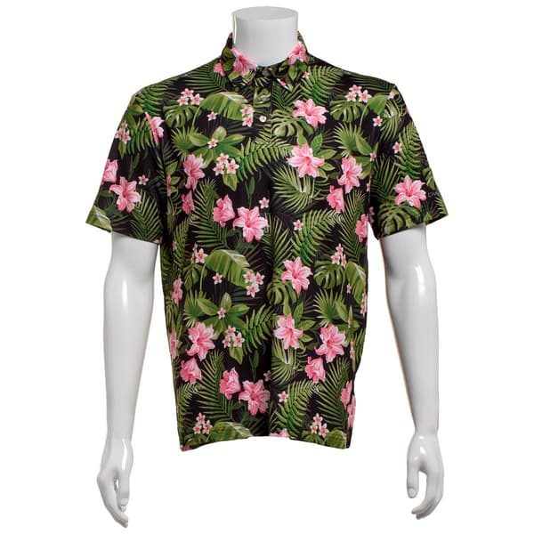 Mens Chaps Tropical Flower Performance Golf Polo - image 