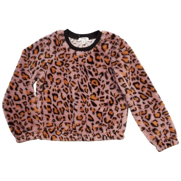 Girls (7-16) Speechless(R) Long Sleeve Leopard Faux Fur Crew Top - image 