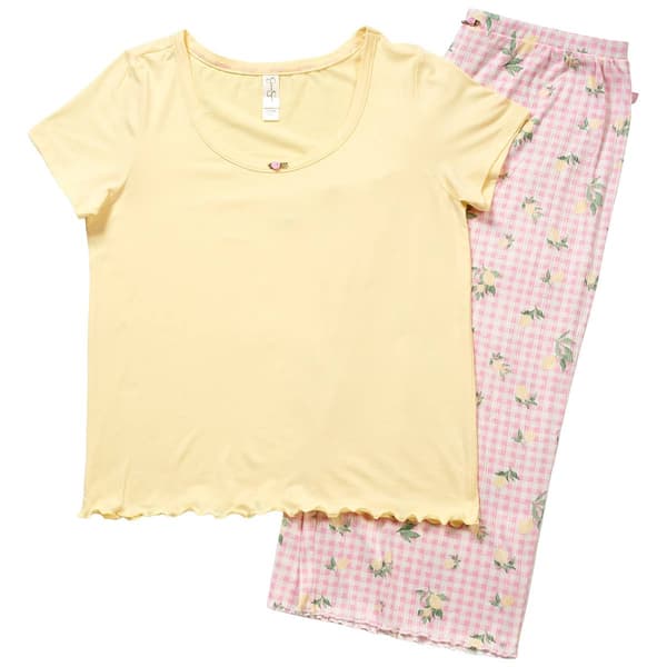 Petite Jessica Simpson Solid Tee & Picnic Lemons Pajama Set
