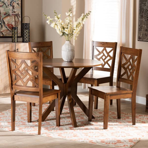 Baxton Studio Miela Walnut Brown Finished Wood 5pc. Dining Set