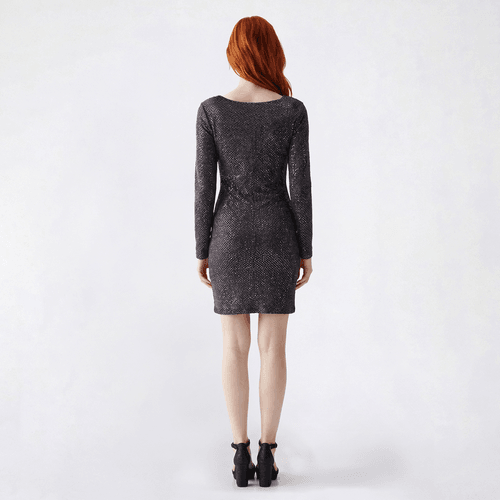 Juniors Madden Girl Long Sleeve Metallic Knit Rhinestone Dress