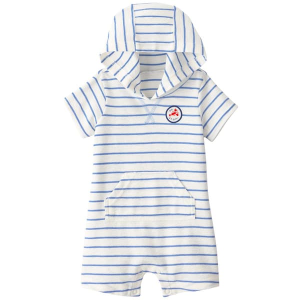 Baby Boy (3-24M) Carter''s(R) Oh Stripe Snap Lobster Hooded Romper