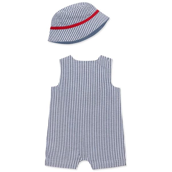 Baby Boy &#40;3-12M&#41; Little Me&#174; Striped Crab Sunsuit & Hat