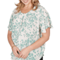 Plus Size Emaline Seabreeze Essence Flutter Sleeve Leaf Blouse - image 5