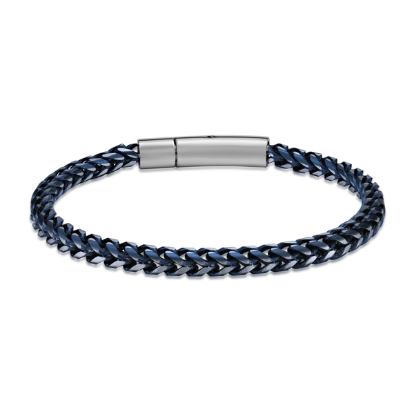 Mens Lynx Blue Ion Plated Stainless Steel Foxtail Chain Bracelet - image 