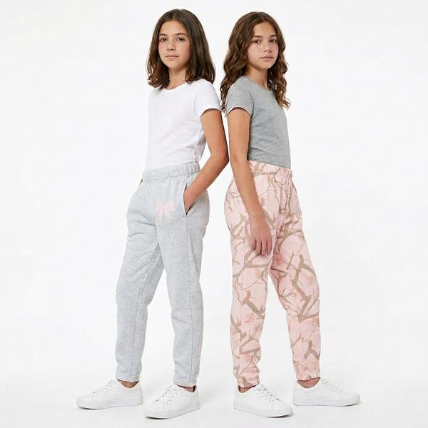 Girls (7-16) No Comment 2pk. Camo/Marled Fleece Lined Joggers