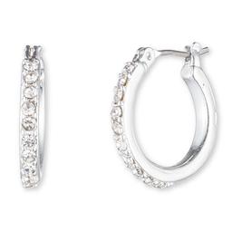 Anne Klein Silver-Tone & Crystal Small Hoop Earrings