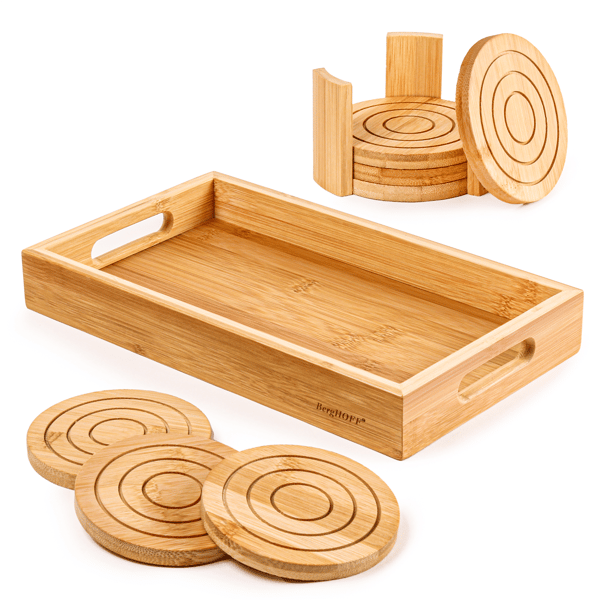 BergHOFF Bamboo 8pc. Serving Tray with Coasters Set