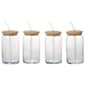 Circle Avalon Soda Glass Sippers with Bamboo Lids - Set of 4 - image 1