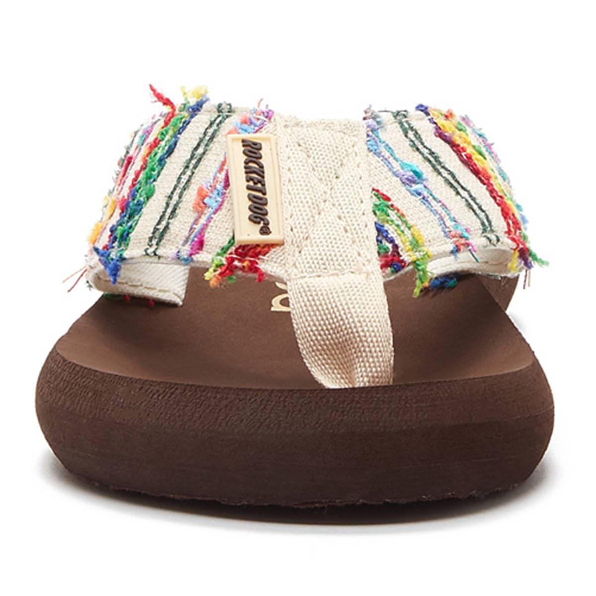 Rocket Dog Adios Stark Damen Flip Flops – Gestreift, Mit EVA-Flatform-Fußbett, Aus Baumwoll-Leinen