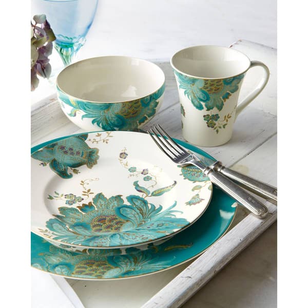 222 Fifth Eliza Teal 16pc. Dinnerware Set