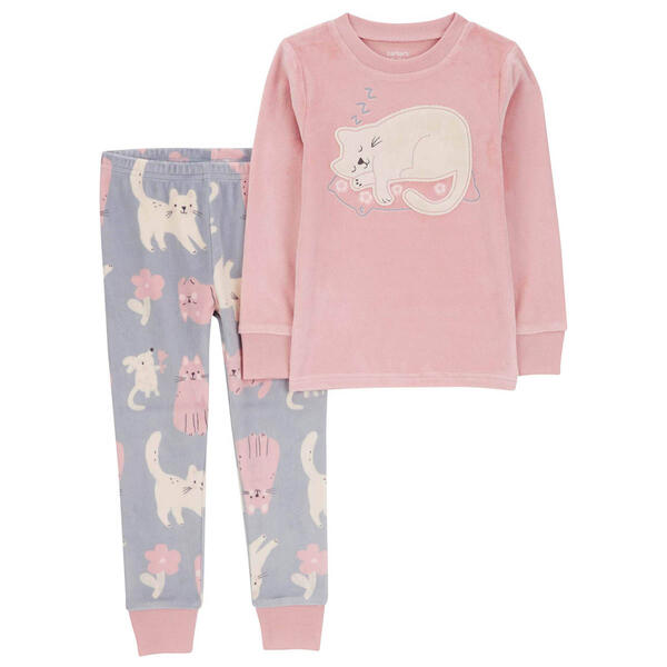 Toddler Girl Carter''s&#40;R&#41; 2pc. Cat Fuzzy Velboa Pajama Set - image 