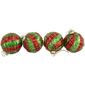 Northlight 4ct. Glitter Lattice Striped Christmas Ball Ornaments - image 3