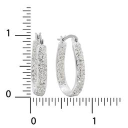 Brass Silver Plated Crystal Hoop Earrings
