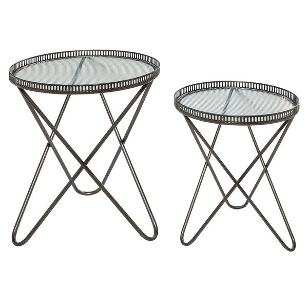 9th & Pike&#40;R&#41; Round Industrial Metal Accent Table - Set Of 2 - image 