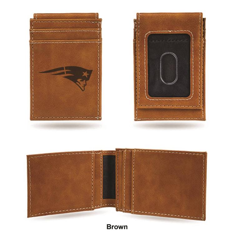 Mens NFL New England Patriots Faux Leather Front Pocket Wallet