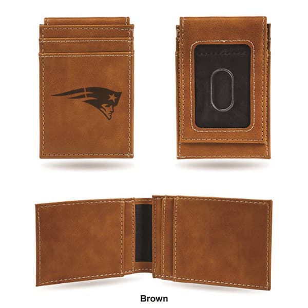 Mens NFL New England Patriots Faux Leather Front Pocket Wallet