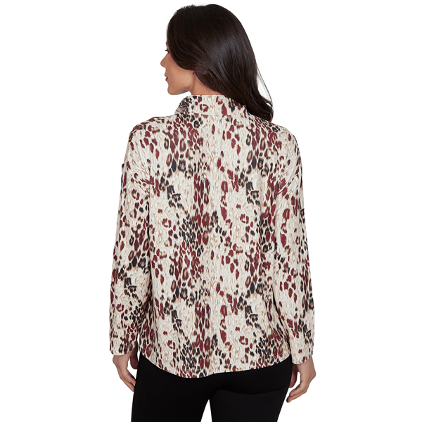 Womens Emaline Country Code Mock Neck Leopard Blouse