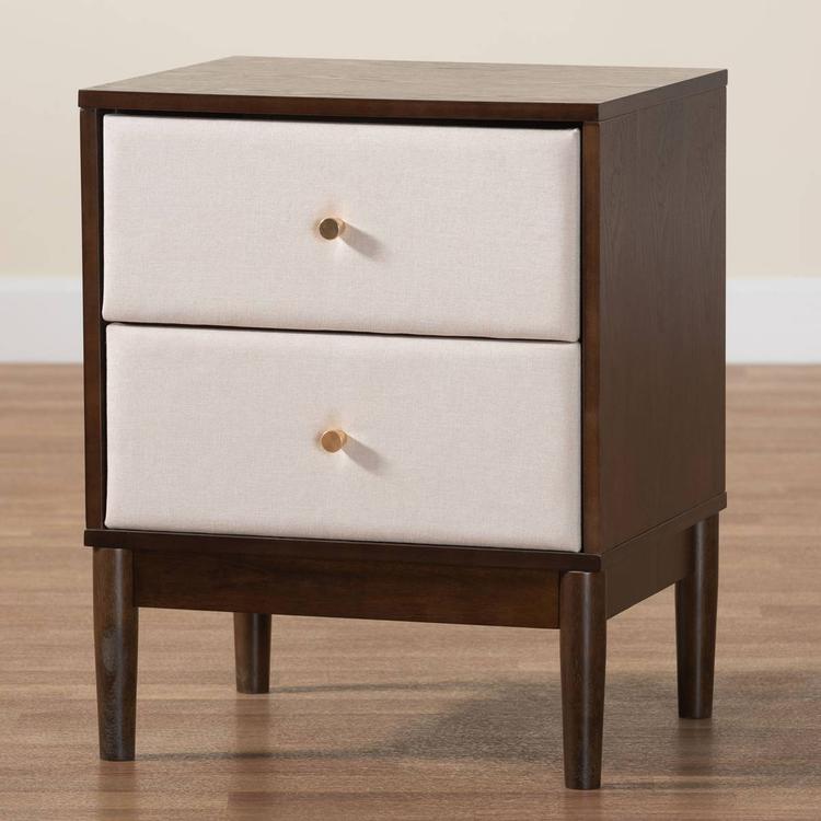 Baxton Studio Nikolai Mid-Century Wood 2-Drawer Nightstand
