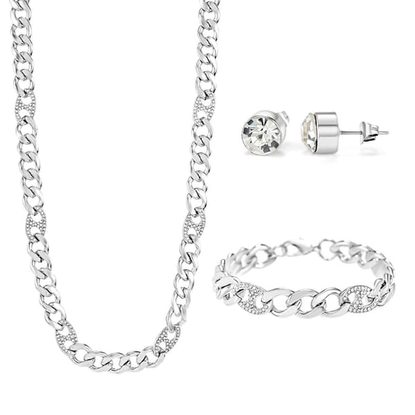 Mens American Exchange Curb Link Necklace/Bracelet/Earrings Set