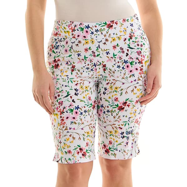 Womens Zac & Rachel Pull On Ditsy Floral Bermuda Shorts - image 