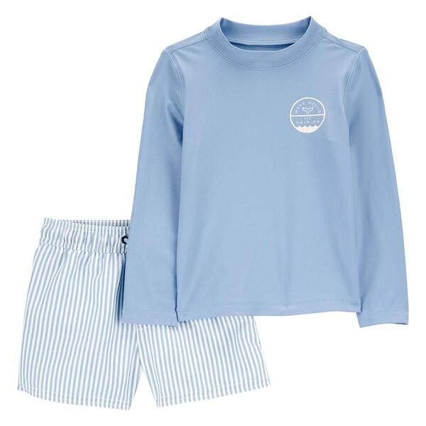 Baby Boy Carter''s&#40;R&#41; 2pc. Wave Hello Stripe Rash Guard Swim Set - image 