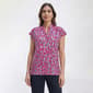 Plus Size Kasper Cap Sleeve Pleat Neck Watercolor Dot Blouse - image 1