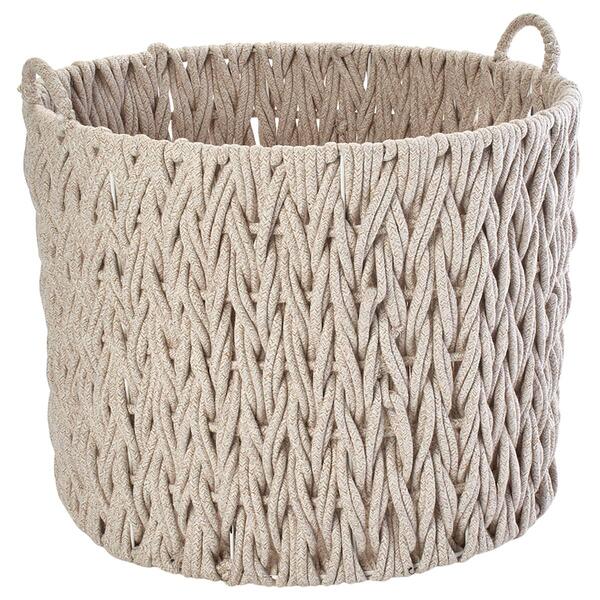 Extra Large Tan Braided Round/Tall Chunky Cotton Rope Basket - image 