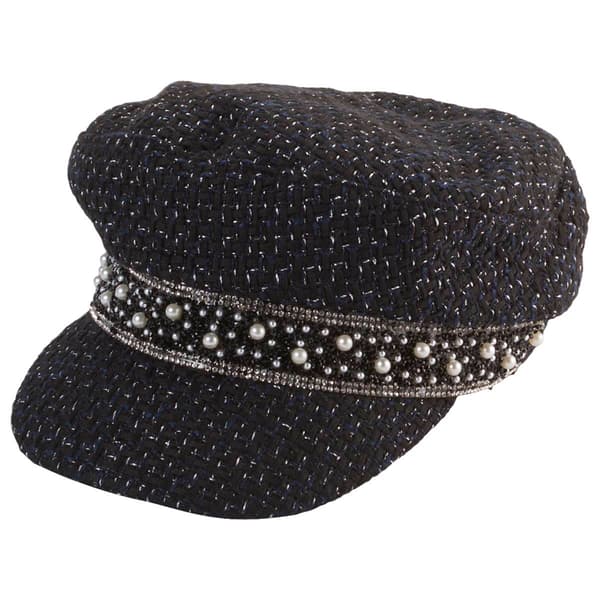 Womens Steve Madden Embellished Tweed Baker Boy Hat