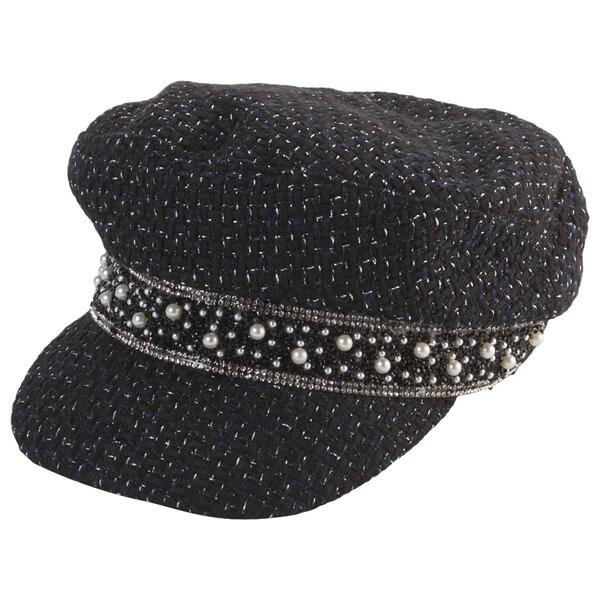 Womens Steve Madden Embellished Tweed Baker Boy Hat - image 