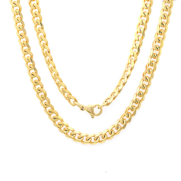 Mens Steeltime 18kt. Gold Plated Curb Chain Necklace - image 