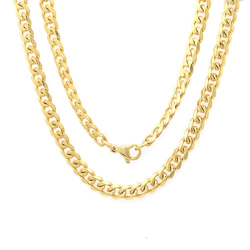 Mens Steeltime 18kt. Gold Plated Curb Chain Necklace - image 