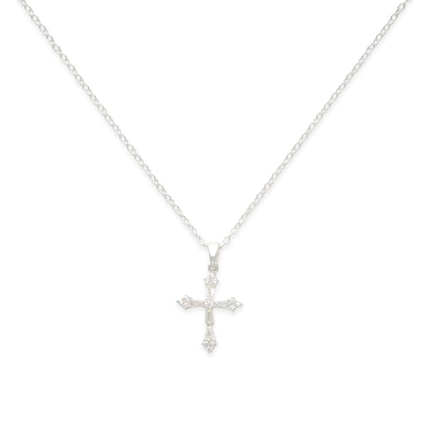 Beautiful Blessings Silver CZ Embellished Cross Necklace