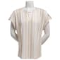 Womens Cure Roll Tab Sleeve Stripe Crepe Keyhole Neck Blouse - image 1