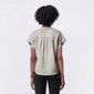 Womens Como Black Dolman Sleeve Linen Stripe Leaf Blouse - image 2